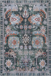  Aqua Flammes Verte Tapis Lavable Et Antiderapant A Poils Ras 5'x7'