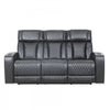 Sofa inclinable electrique Kingsley de 78 po en cuir assorti avec console de rangement et USB - Noir