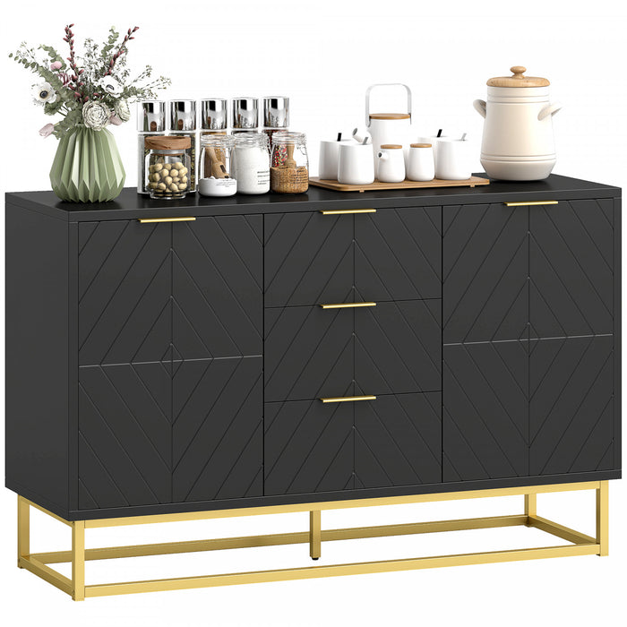 HOMCOM Meuble de Rangement 3 Tiroirs Buffet pour Salle a Manger, Salon