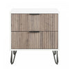 Table de nuit moderne Dumbo 20\" a cannelures, gris rustique et blanc (2 tiroirs)