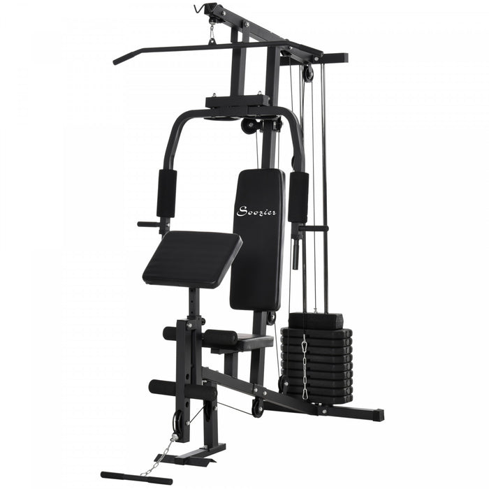 Soozier Systeme De Gymnastique D'exercice Domestique Multifonctionnel Musculation Exercice Station D'entrainement Fitness Force Machine Pour L'entrainement Du Corps Entier Noir
