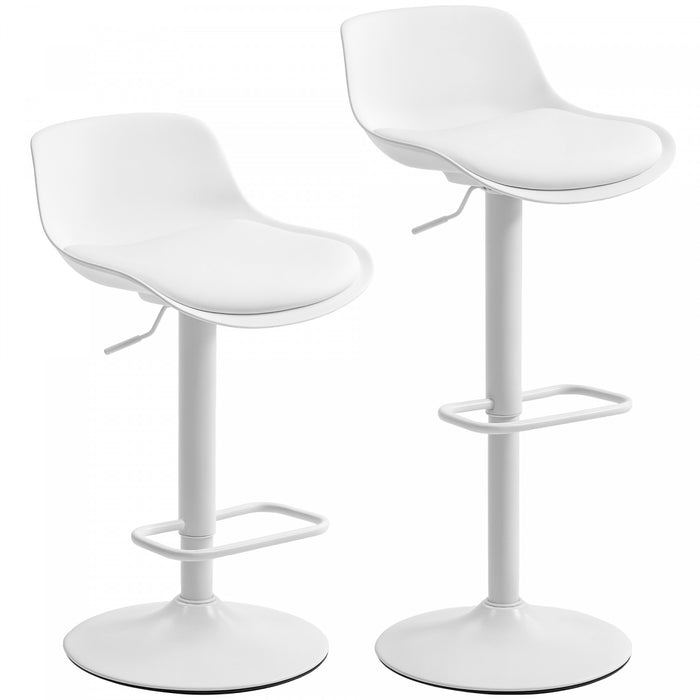HOMCOM Lot de 2 tabourets de bar pivotants, chaises de bar, blanc