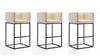 Tabouret de bar Embassy style milieu du siecle en metal et tissu creme - Lot de 3