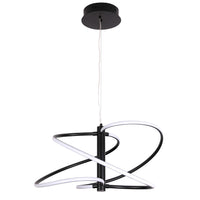 Luminaire suspendu Romy de Dainolite en silicone blanc qui diffuse la lumière, avec fini noir mat et ampoule à DEL de 36 W