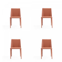 Chaise de salle a manger moderne en cuir vegetalien Paris couleur argile - Lot de 4