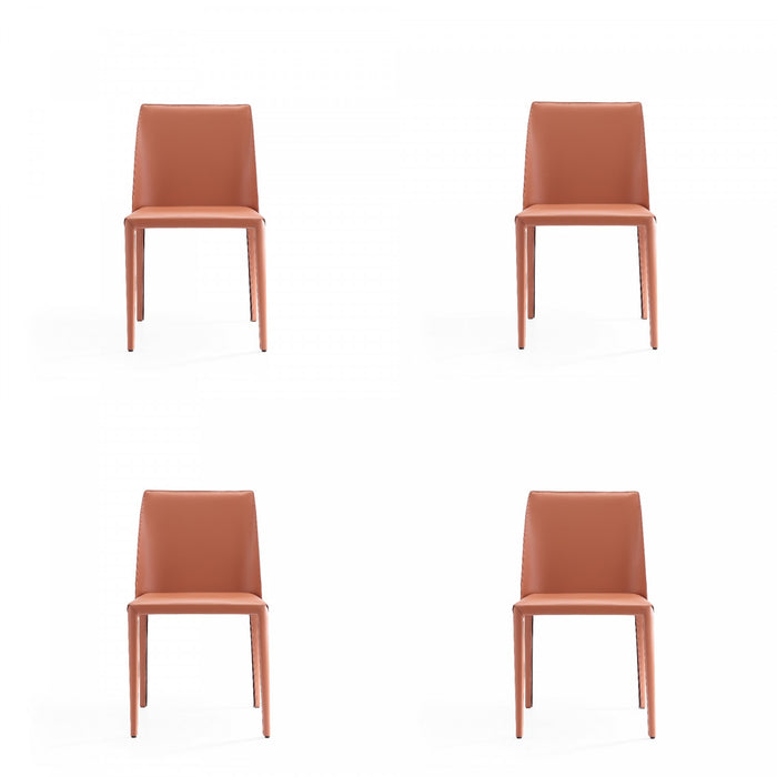 Chaise de salle a manger moderne en cuir vegetalien Paris couleur argile - Lot de 4