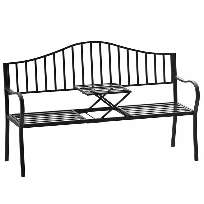 Banc D'exterieur Outsunny Avec Table Centrale Retractable, Noir