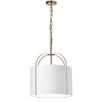 Luminaire suspendu Quincy de Dainolite avec abat-jour blanc, fini doré et 1 ampoule