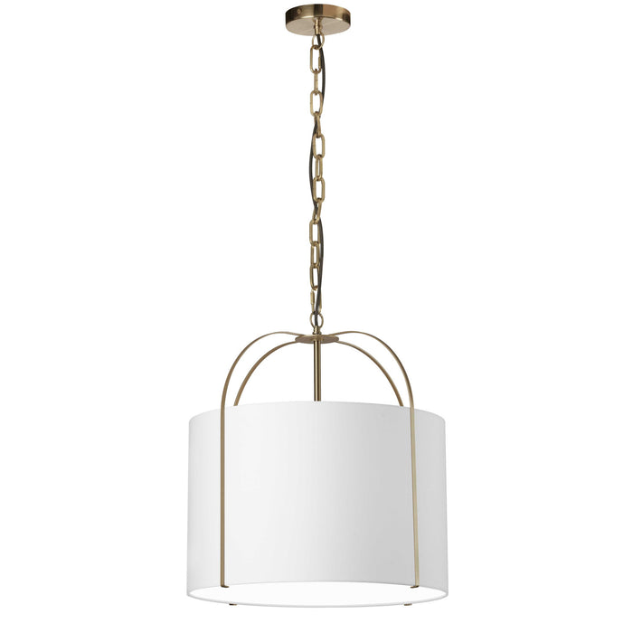 Luminaire suspendu Quincy de Dainolite avec abat-jour blanc, fini doré et 1 ampoule