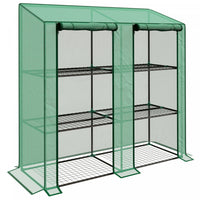 Outsunny Mini Serre Avec 3 Etages 6 Etageres Serre Portable, Verte