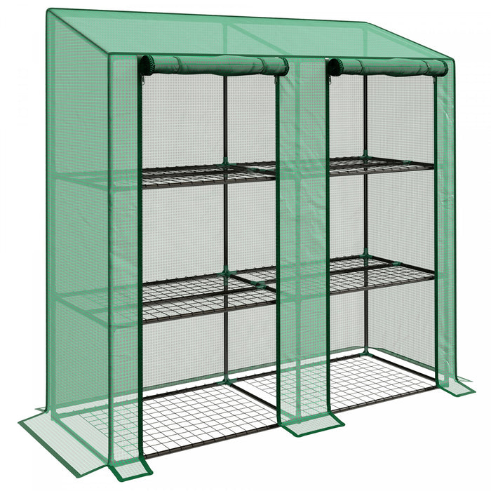 Outsunny Mini Serre Avec 3 Etages 6 Etageres Serre Portable, Verte