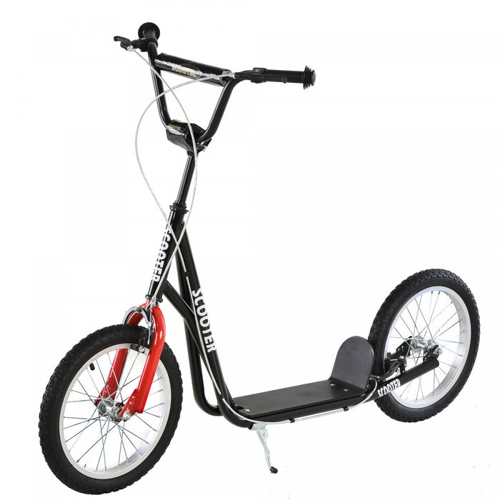Aosom Scooter Guidon Reglable Enfants Jouet Pour 5+ Avec Freins Doubles Avant Et Arriere Roues Gonflables Noir