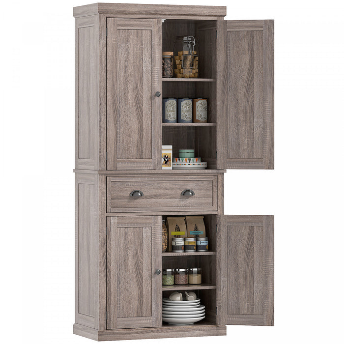 HOMCOM Armoire Garde-Manger Cuisine Etagere Tiroir Bois