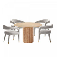 Ensemble de salle a manger chic industriel moderne Aspen et Hathaway, 5 pieces, finition Poussiere d’or et Naturel
