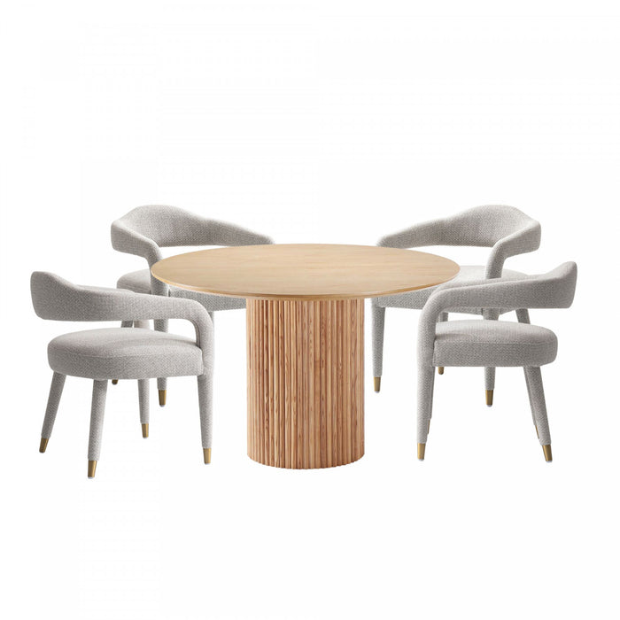 Ensemble de salle a manger chic industriel moderne Aspen et Hathaway, 5 pieces, finition Poussiere d’or et Naturel