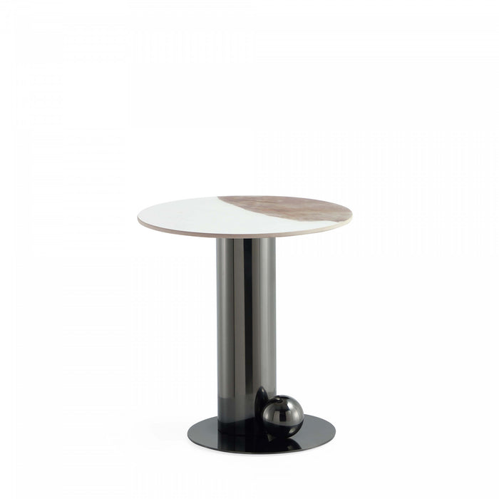Table d’appoint moderne et glamour Laurel avec plateau en pierre frittee noire