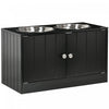 Pawhut Bol De Chien Sureleve Pour Gros Chien Station D'alimentation Pour Animaux De Compagnie Avec Support, Rangement, 2 Bols D'aliments Et D'eau En Acier Inoxydable, Noir, 23.5\" X 12\" X 14\"