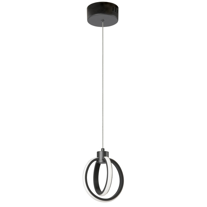 Luminaire suspendu Parson de Dainolite en silicone blanc qui diffuse la lumière, avec fini noir mat et ampoule à DEL de 14 W