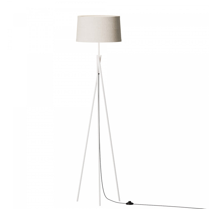 Lampe à pied élégante blanche de 66 po à pattes croisées avec abat-jour en tissu