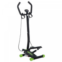 Mini Stepper Avec Guidon, Extenseurs, Compteur Electronique Et Tapis Antiderapant Noir Et Vert