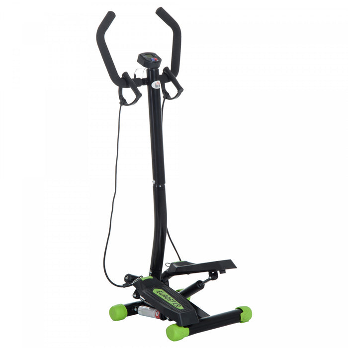 Mini Stepper Avec Guidon, Extenseurs, Compteur Electronique Et Tapis Antiderapant Noir Et Vert