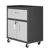Armoire mobile Fortress de Manhattan Comfort de 31,5 po en métal texturé avec tiroir et 2 tablettes réglables pour le garage - gris