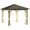 Outsunny 10' X 12' Tonnelle D'exterieur A Toit Rigide Gazebo Avec Cadre En Aluminium Parois Laterales Et Moustiquaires Zippees Espace Interieur Spacieux Creme