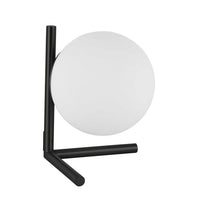 Lampe de table Folgar de Dainolite en verre blanc opale, avec fini noir mat et 1 ampoule