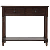 Table Console Traditionnelle Jeremy En Bois Massif Avec Tiroirs Et Etagere - Espresso