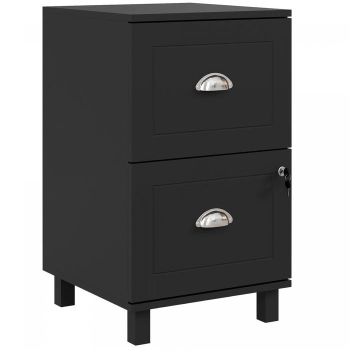 HOMCOM Classeur verrouillable a 2 tiroirs avec barres de suspension, noir