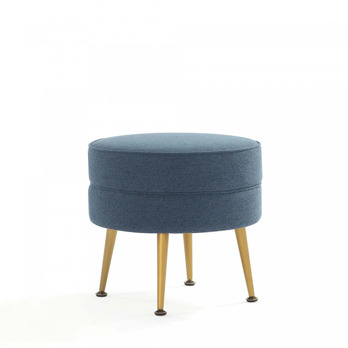 Bailey Pouf d’Appoint Rembourre Style Mid-Century Moderne en Bleu