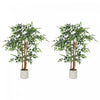 HOMCOM Faux Banian de 4pi, Ensemble de 2 Plantes Artificielles