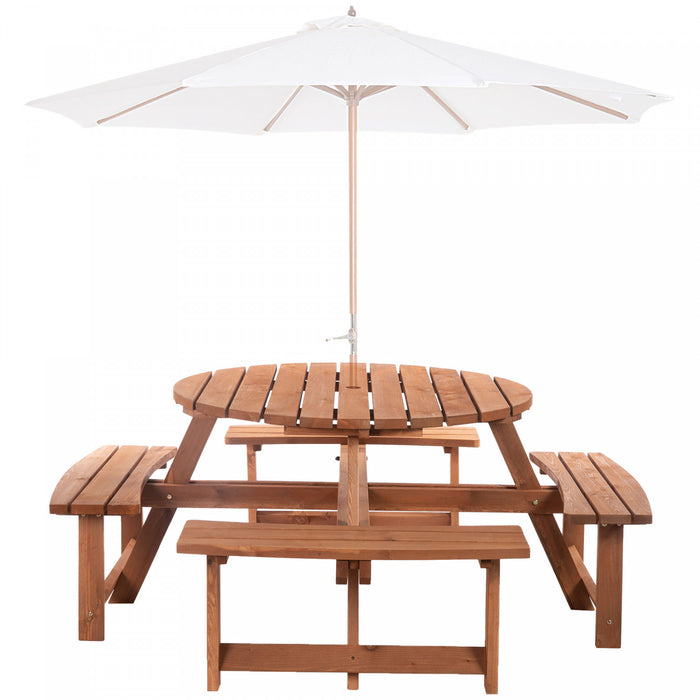 Ensemble De Salle A Manger En Bois Outsunny Pour Patio, Ensemble De Table Et Bancs, Brun