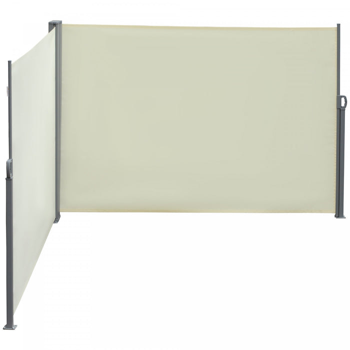 Outsunny Auvent Lateral Retractable Double Paravent De Terrasse Blanc Creme