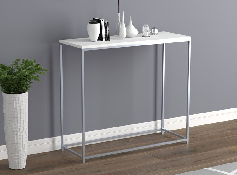 Console moderne de 31 po - blanche avec métal argenté