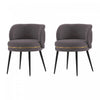 Chaise de salle a manger moderne en bois et velours Kaya gris - Lot de 2