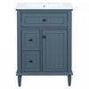 Vivo 24 Inch Single Sink Bathroom Vanity with Flip Drawer and Solid Wood Legs, Blue Gray | Vivo Meuble-Lavabo Simple 24 po avec Tiroir Bascule et Pieds en Bois Massif, Bleu Gris