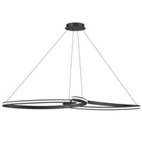 Luminaire suspendu horizontal Nola de Dainolite en silicone blanc qui diffuse la lumière, avec fini noir mat et ampoule à DEL de 76 W
