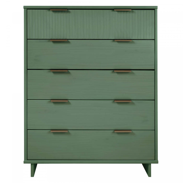 Commode Granville Moderne 38\" en vert sauge (5 tiroirs)