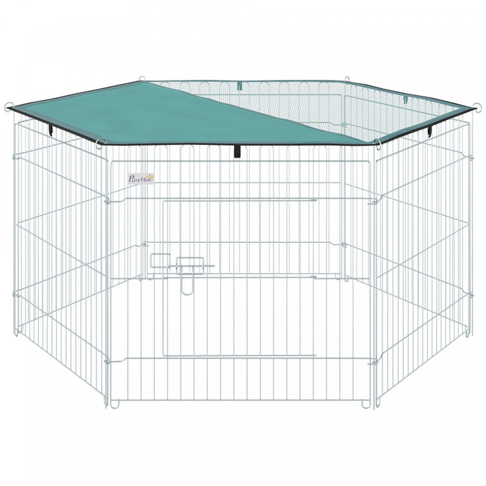 Pawhut Parc Pliable Pour Animal Domestique Avec Couvercle Superieur, Enclos Portable Robuste Pour Chiens, Chats, Poules, Lapins, 6 Panneaux, Cloture Pour Chien, Exterieur/interieur
