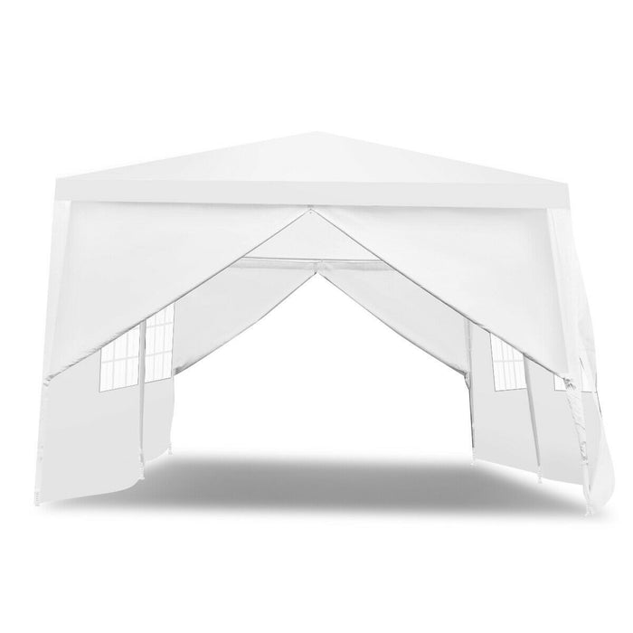 Costway Tonnelle Tente De Jardin Tente De Fete Tente De Reception Pavillon De Jardin Blanche Fenetres En Tube Acier Et Pe