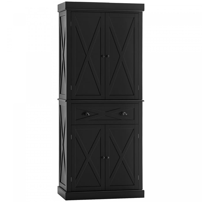 HOMCOM Garde-Manger Buffet Autoportant 4 Portes Noir