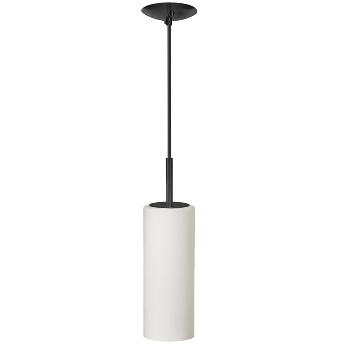 Luminaire suspendu Paza de Dainolite en verre blanc, avec fini noir mat et 1 ampoule
