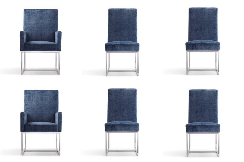 Ensemble moderne de 6 chaises de salle a manger Element en bleu