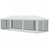 Outsunny Tente De Reception 10' X 28' Gazebo Avec 8 Filets A Mailles, Blanc