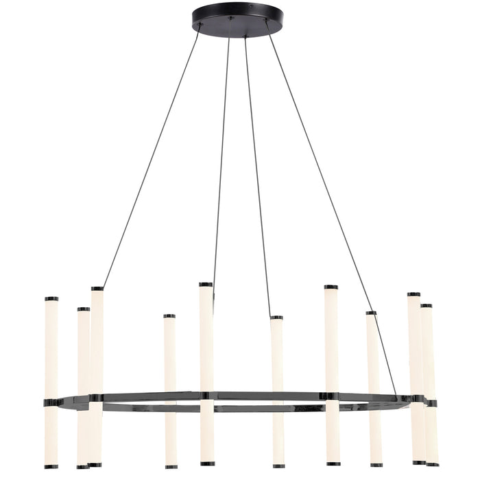 Lustre Corvette de Dainolite en acrylique blanc qui diffuse la lumière, avec fini noir mat et ampoule de 60 W