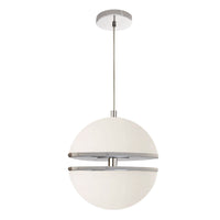 Luminaire suspendu Atomic de Dainolite en verre blanc, avec fini chromé poli et ampoule de 30 W