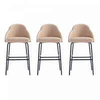  Tabouret de bar moderne en metal et tissu Gracie, coloris beige et noir - Lot de 3