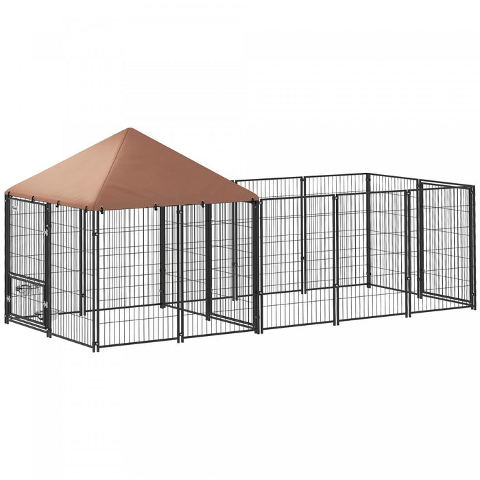 Outdoor Dog Kennel With Rotating And Adjustable Height Bowls