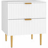 HOMCOM Table de chevet, table d'appoint avec 2 tiroirs, blanc